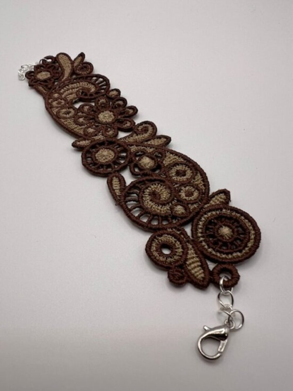 Homemade Brown & Tan Lace Bracelet - Picture 1 of 5